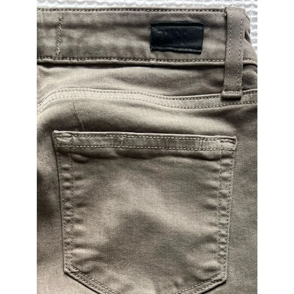 PAIGE Olive Green Verdugo Ankle Raw Hem Skinny Slim Skinny Jeans 24